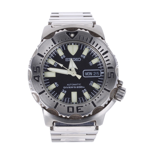 93 - Seiko 'Black Monster' automatic Scuba Diver's wristwatch, reference no. 7S26-0350, black dial, rotat... 