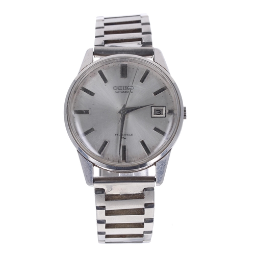 99 - Seiko automatic stainless steel gentleman's wristwatch, reference no. 7005-2000, circular silvered d... 