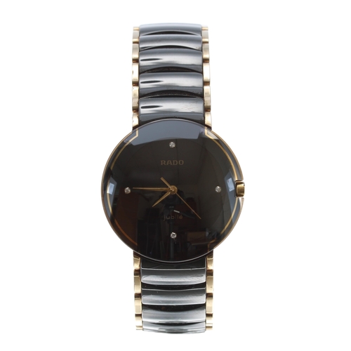 Rado Jubile ceramic gentleman s wristwatch reference no 129.0300.3 circular black dial with quart