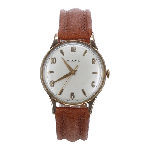 113 - Baume 9ct wristwatch, Edinburgh 1960, circular silvered dial with gilt Arabic numerals and hour mark... 