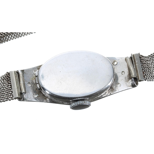 132 - 18ct white gold and diamond lady's cocktail watch, London 1930, silvered dial, the hinged case set w... 