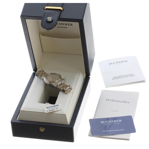 141 - Bucherer Archimedes automatic stainless steel and gold gentleman's wristwatch, reference no. 2824-50... 