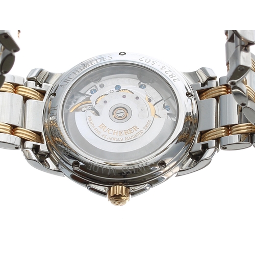 141 - Bucherer Archimedes automatic stainless steel and gold gentleman's wristwatch, reference no. 2824-50... 