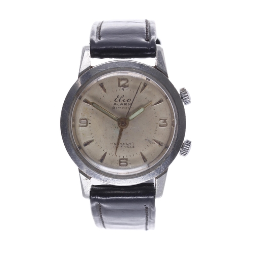 145 - Elco Alarm Bimatic stainless steel gentleman's wristwatch, silvered dial with gilt applied quarter A... 