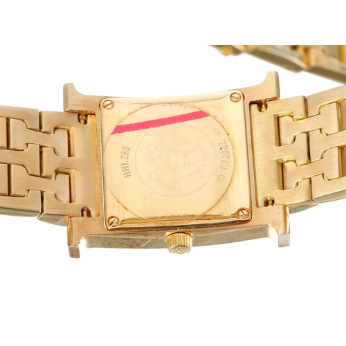 158 - Hermes Heure H 18ct lady's wristwatch, reference no. HH1.285, serial no. 1173xxx, square guilloche d... 