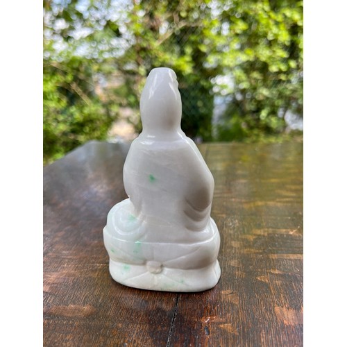 288 - Chinese jadeite figure of Quanyin, modelled seated holding a bottle, 5.25