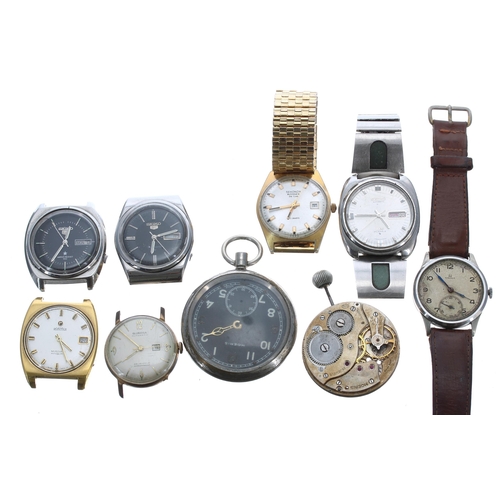 216 - Quantity of wristwatches principally for repair to include Omega, Seiko DX automatic, two Seiko 5 au... 