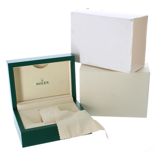 221 - Rolex green wristwatch box with outer cardboard cover and sleeve, reference no. 39139.04... 