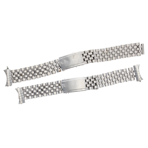 237 - Rolex - Two stainless steel wristwatch bracelets with signed folding clasps, 5.75'' and 6.75'' long ... 