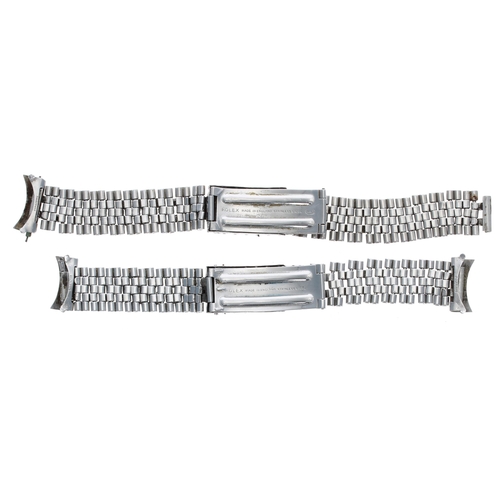 237 - Rolex - Two stainless steel wristwatch bracelets with signed folding clasps, 5.75'' and 6.75'' long ... 