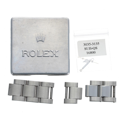 246 - Rolex - Assorted spares to include Mercedes hands within a Rolex aluminium case and Oyster bracelet ... 