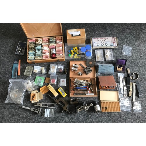 258 - Quantity of watchmakers tools to include a Rolex type case opener, wristwatch case opener, Jacot too... 