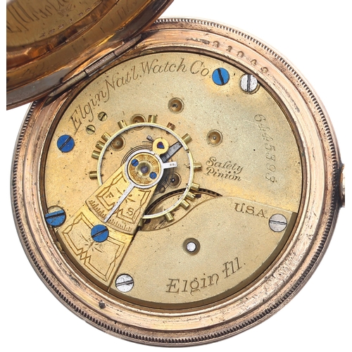 269 - Elgin National Watch Co. gold plated lever set hunter pocket watch, circa 1895, signed movement, no.... 