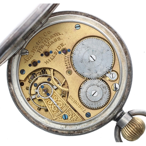 272 - American Waltham 'Hillside' silver lever pocket watch, Birmingham 1896, signed movement, no. 7260833... 