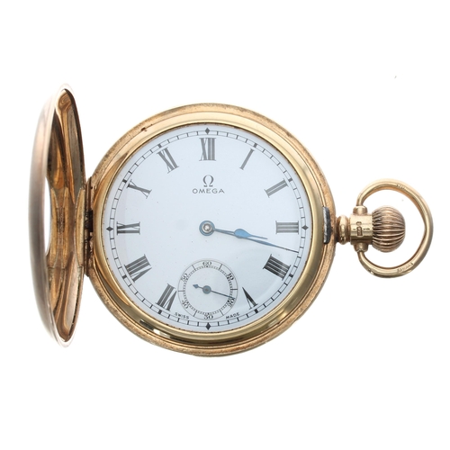 356 - Omega 9ct lever half hunter pocket watch, Birmingham 1937, signed 15 jewel movement, no. 8956617, in... 