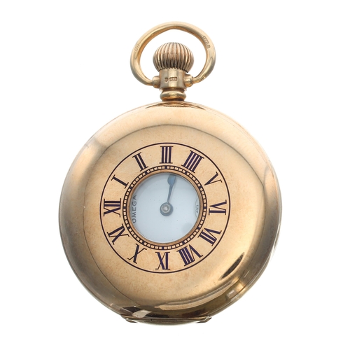 356 - Omega 9ct lever half hunter pocket watch, Birmingham 1937, signed 15 jewel movement, no. 8956617, in... 