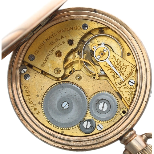 273 - Elgin National Watch Co. gold plated lever pocket watch, circa 1925, signed 7 jewel movement, no. 28... 