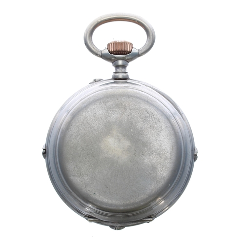 276 - Goliath calendar nickel cased lever pocket watch, bar lever movement with compensated balance and re... 