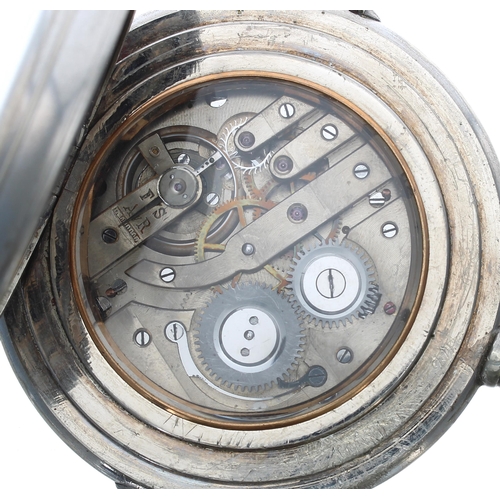 276 - Goliath calendar nickel cased lever pocket watch, bar lever movement with compensated balance and re... 