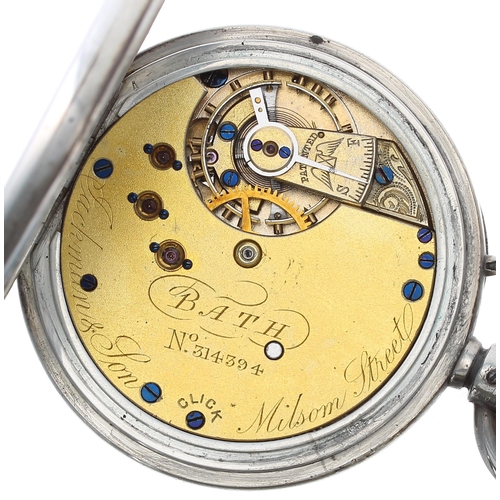 277 - Victorian silver lever pocket watch, London 1884, three quarter plate movement signed Jackman & ... 