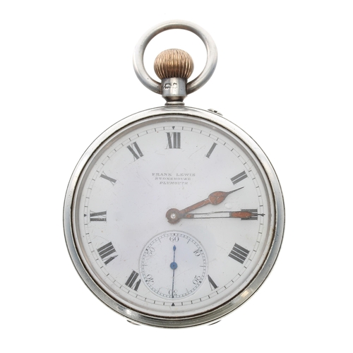 278 - Edwardian silver lever pocket watch, Birmingham 1901, three quarter plate movement signed Frank Lewi... 