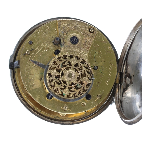 328 - George IV silver fusee verge pair cased pocket watch, London 1826, the movement signed J. Jones, Lon... 