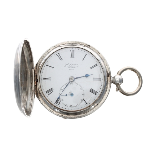 281 - Victorian silver fusee lever hunter pocket watch, London 1853, the gilt movement signed Jas McCabe, ... 