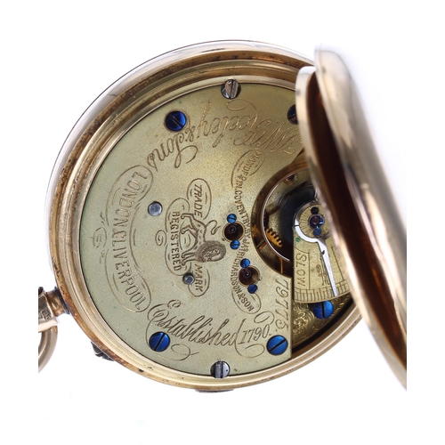 295 - Late Victorian 18ct Centre Seconds Chronograph lever pocket watch, Chester 1897, gilt frosted three-... 