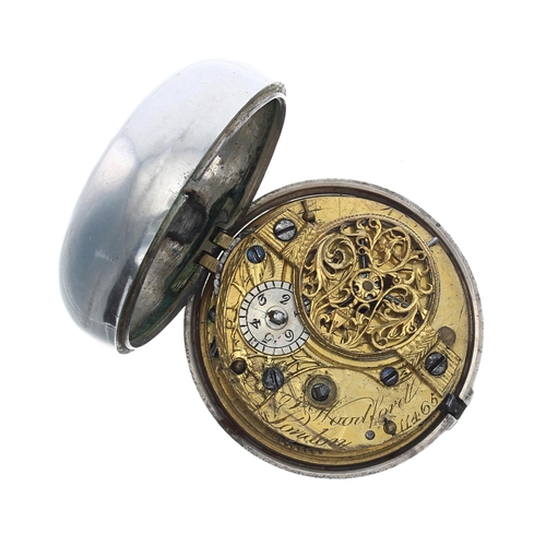 343 - George III silver verge repousse pair cased pocket watch, London 1809, the fusee movement signed Woo... 