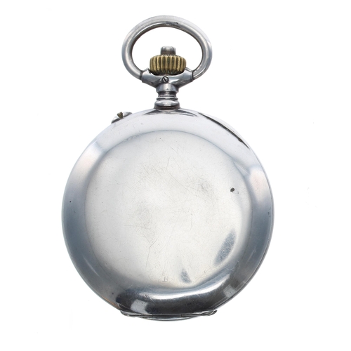 286 - Longines silver (0.900) centre seconds chronograph lever pocket watch, signed gilt frosted movement,... 