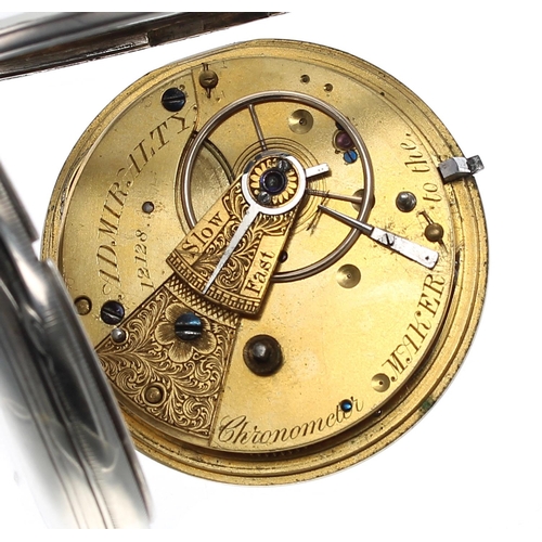 287 - John Forrest Victorian silver fusee lever pocket watch, London 1857, the movement inscribed 'Chronom... 