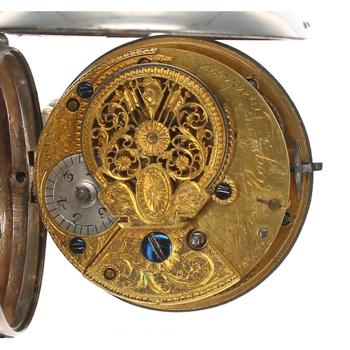 291 - Early 19th century verge pocket watch, the fusee movement signed Isaac Rogers, London, no. 18936, wi... 