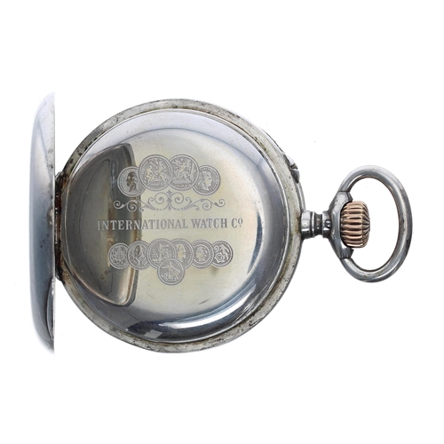 292 - IWC (International Watch Co.) silver (0.800) lever pocket watch, gilt frosted three quarter plate mo... 