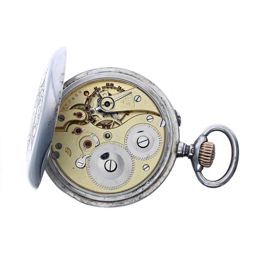 292 - IWC (International Watch Co.) silver (0.800) lever pocket watch, gilt frosted three quarter plate mo... 