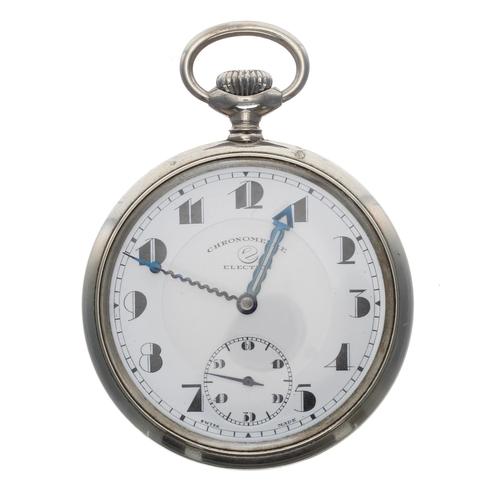 293 - Election 'Chronometre' nickel cased lever pocket watch, signed 16 jewel movement with compensated ba... 