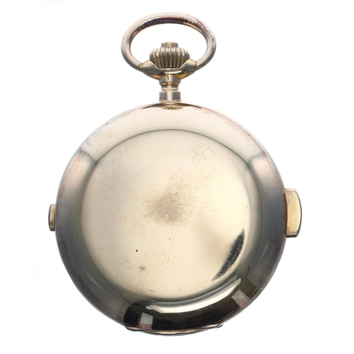 330 - Continental 18ct minute repeating chronograph lever set hunter pocket watch, the gilt movement with ... 