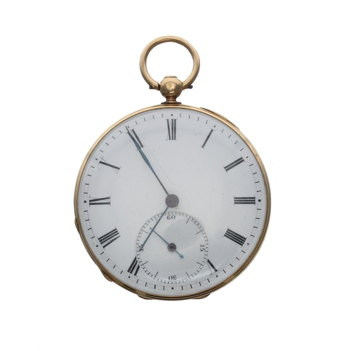 299 - Swiss 18k cylinder pocket watch, signed slim gilt bar movement signed Eug'e Bornand & Cie, A S't... 