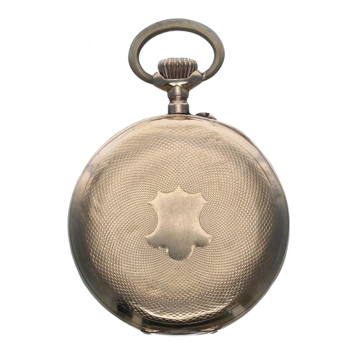 301 - Continental 18ct cylinder pocket watch, 10 jewel gilt frosted bar movement with gilt three arm balan... 