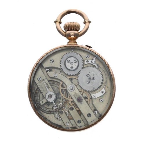 303 - Continental gold lever pocket watch, unsigned bar movement with bi-metallic compensated balance and ... 