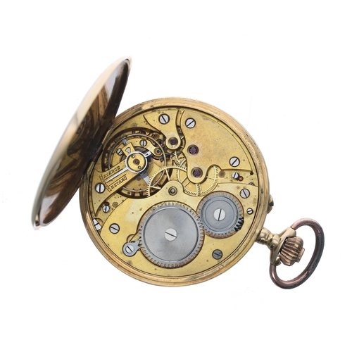 306 - National Watch Co. Swiss 18ct lever hunter pocket watch, gilt movement with compensated balance and ... 