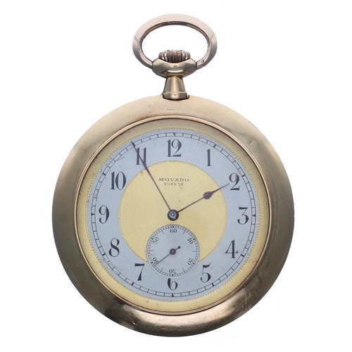 307 - Movado 18ct dress pocket watch, signed gilt dial with silvered Arabic chapter with minute track and ... 