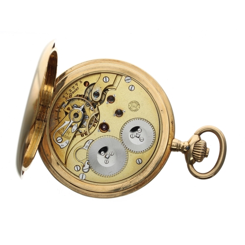 335 - IWC (International Watch Co.) 18ct lever set hunter pocket watch, circa 1908, signed three quarter p... 