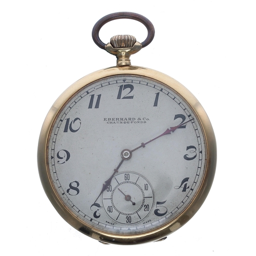 309 - Eberhard & Co. 18ct lever dress pocket watch, signed 15 jewel movement with compensated balance ... 