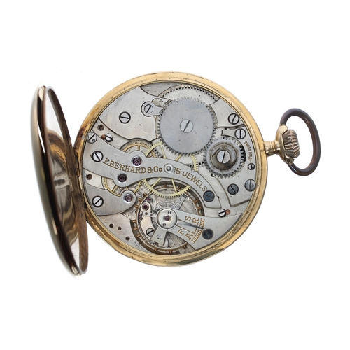 309 - Eberhard & Co. 18ct lever dress pocket watch, signed 15 jewel movement with compensated balance ... 