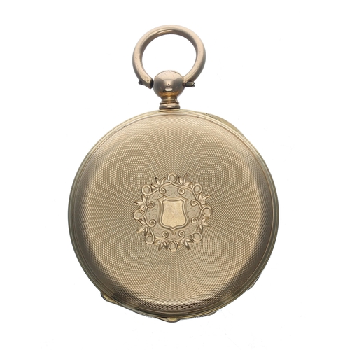 313 - Attractive 18ct lever pocket watch, 15 jewel gilt frosted bar movement with compensated balance and ... 