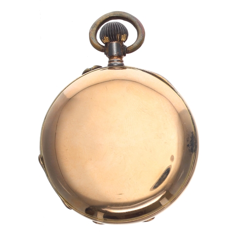 314 - Swiss 18ct half hunter lever pocket watch, 15 jewel gilt frosted bar movement with compensated balan... 