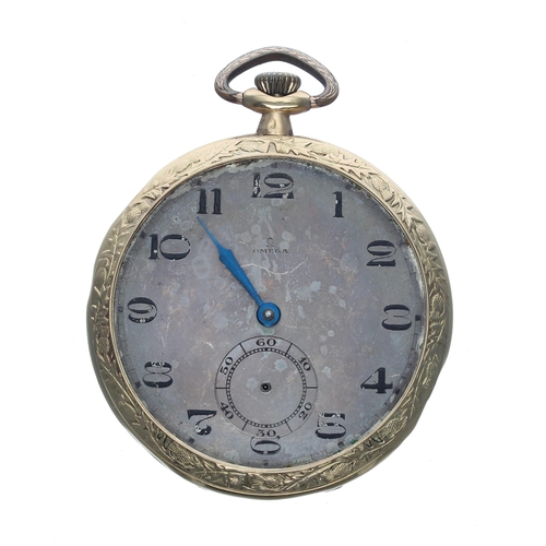 316 - Omega 18ct lever dress pocket watch, circa 1916, signed gilt frosted movement, no. 5013230, with bi-... 