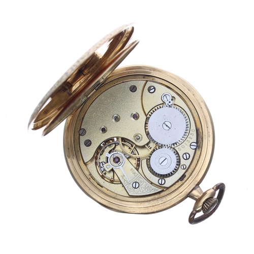 316 - Omega 18ct lever dress pocket watch, circa 1916, signed gilt frosted movement, no. 5013230, with bi-... 