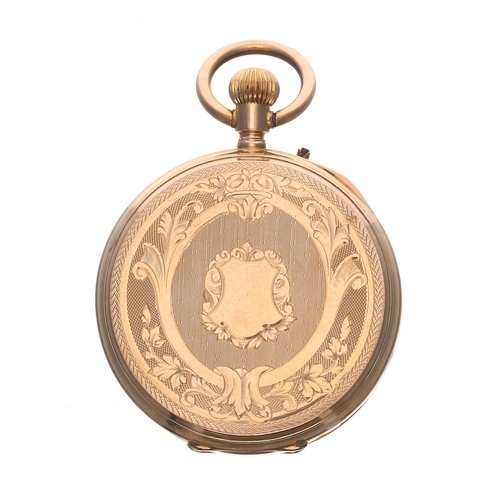 318 - Small Swiss 18ct cylinder pocket watch, 10 jewel bar movement with three arm balance and regulator, ... 