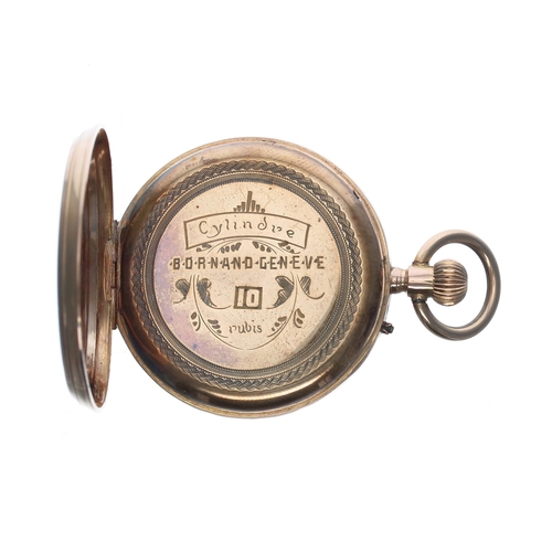 318 - Small Swiss 18ct cylinder pocket watch, 10 jewel bar movement with three arm balance and regulator, ... 